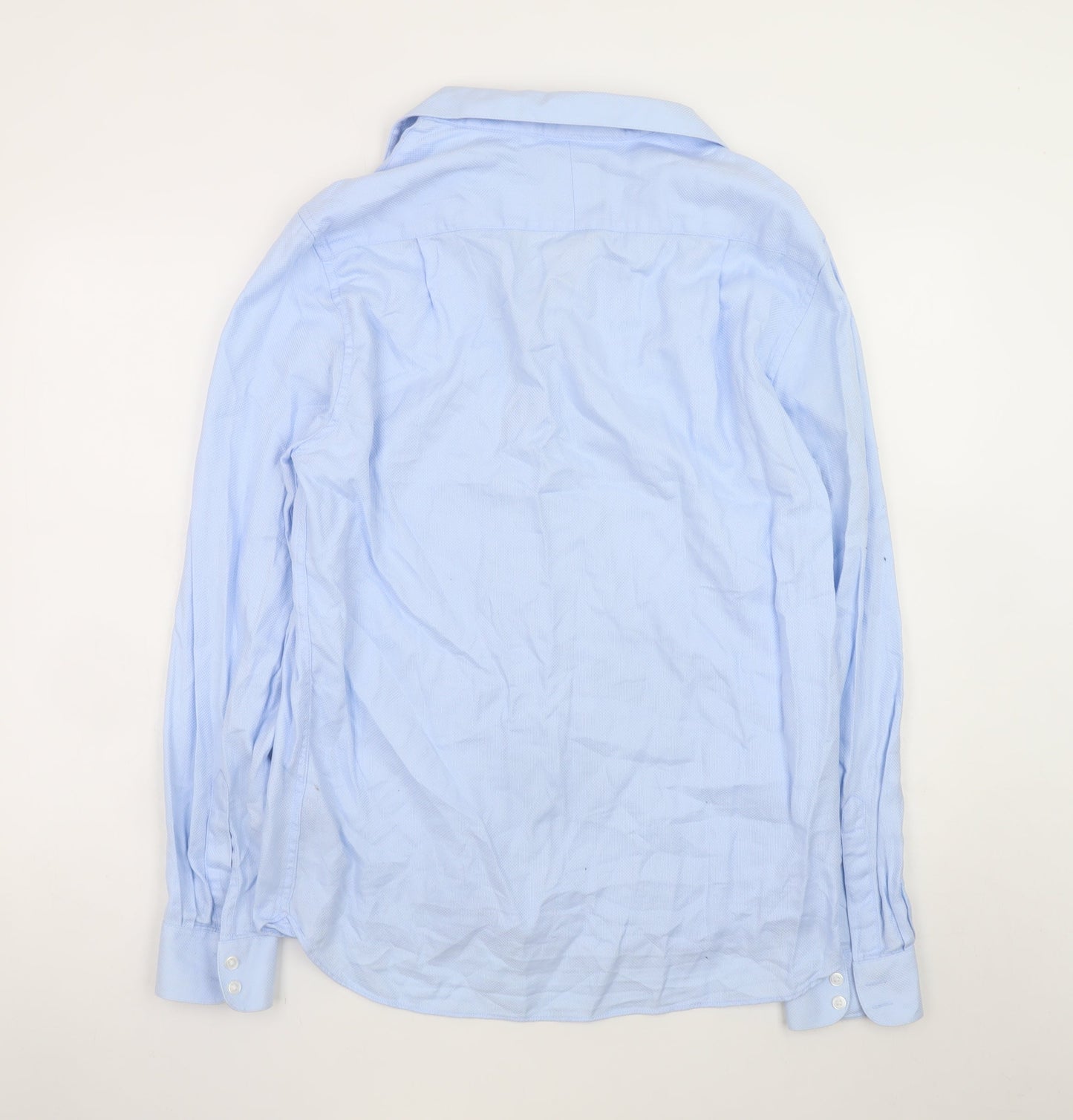 Topman Premium Men's Blue Slim Fit Long Sleeve Cotton Shirt Size L