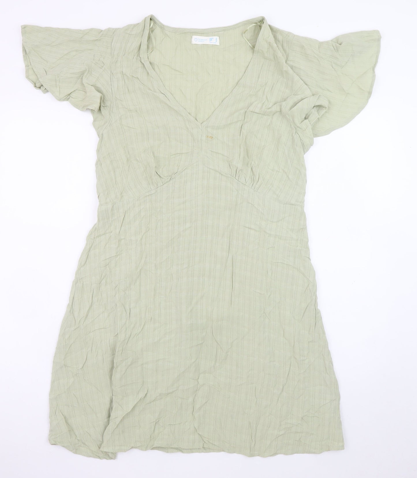 Primark Women Green A-Line Cotton Knee Length Summer Dress Size 16