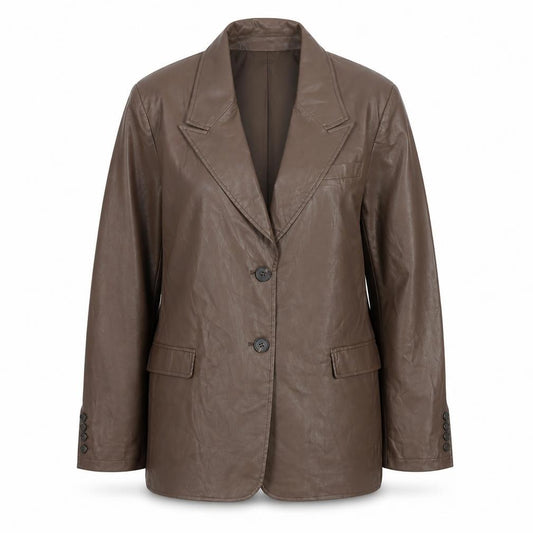 ASOS DESIGN Women’s Brown Faux Leather Blazer UK 10 Regular Fit