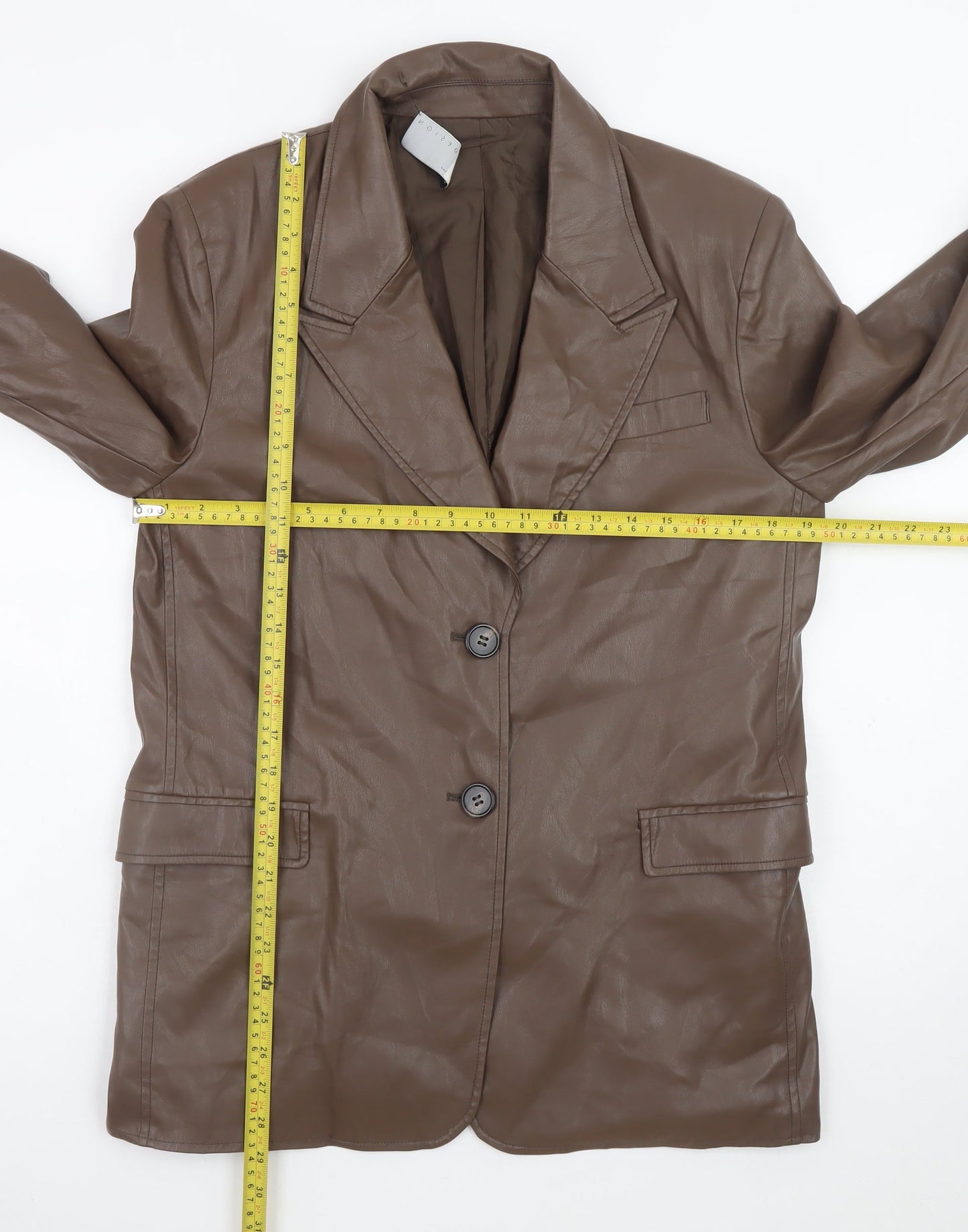 ASOS DESIGN Women’s Brown Faux Leather Blazer UK 10 Regular Fit
