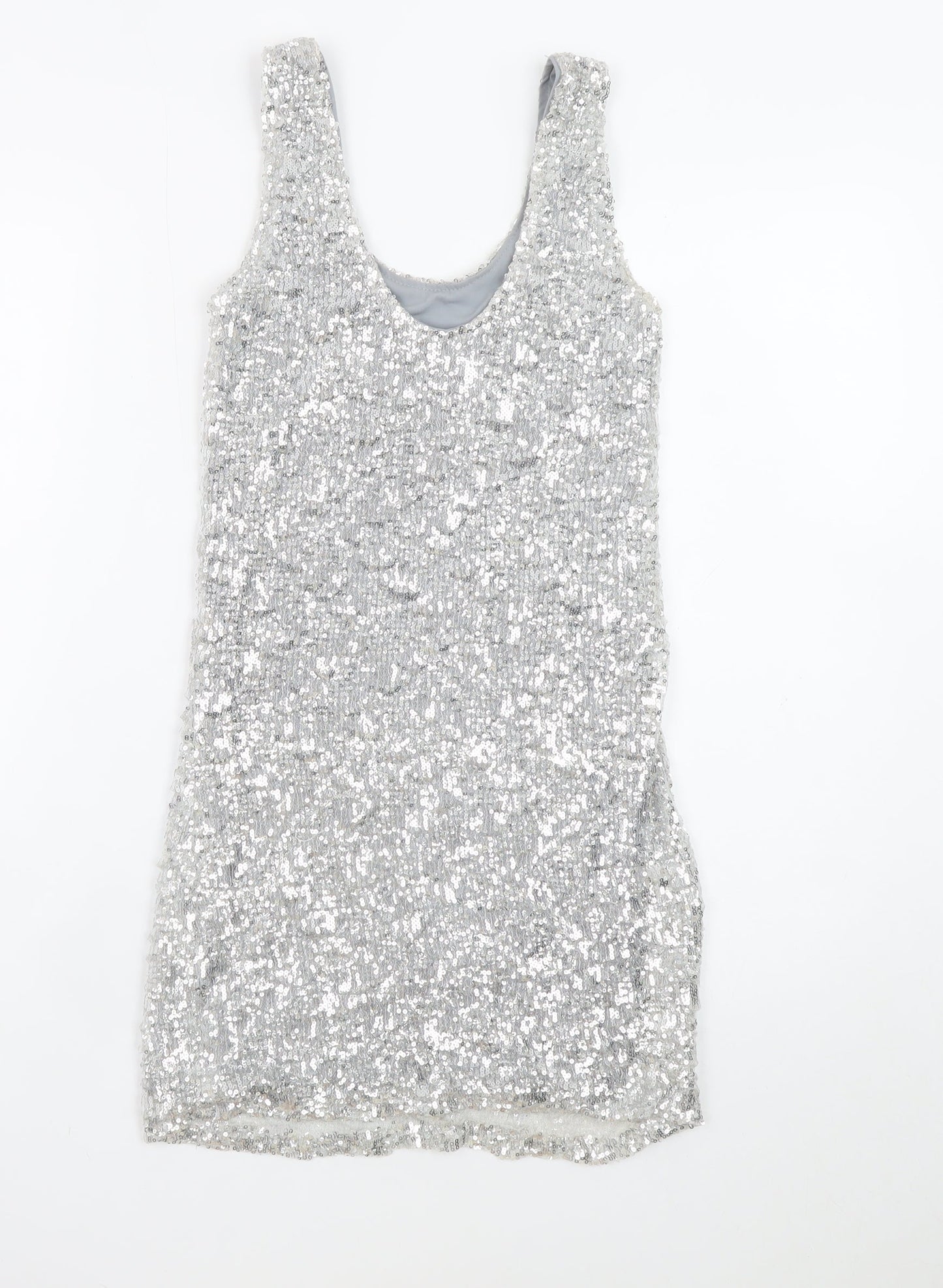 John Zack Women’s Silver Sequin Bodycon Dress Size 8 Partywear