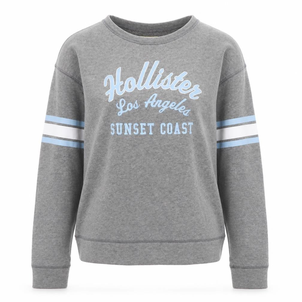 Hollister Women Grey Pullover Sweatshirt Small Los Angeles Print