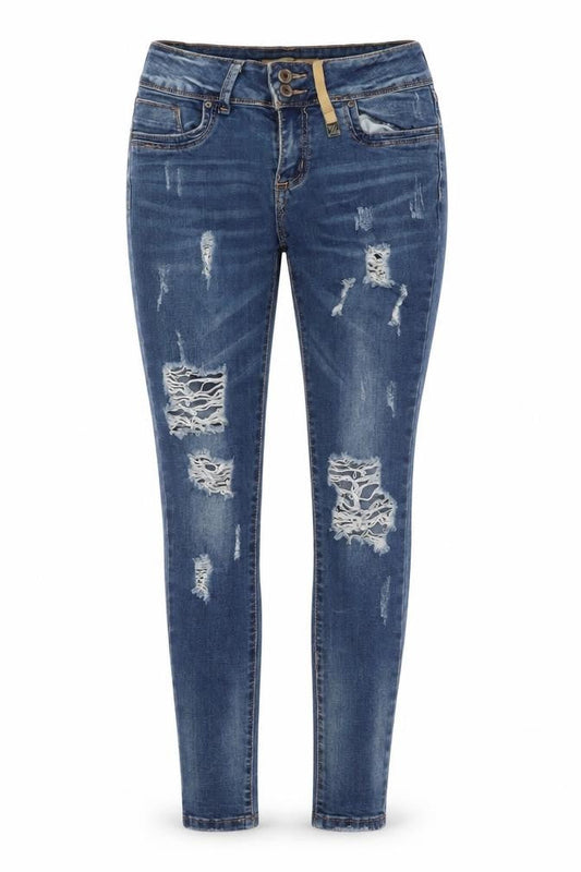 Hello Miss Women’s Blue Distressed Skinny Denim Jeans Size 8
