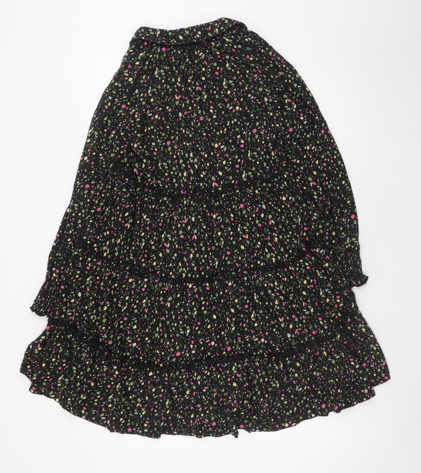 FatFace Women's Black Floral A-Line Ruffle Dress Size 8