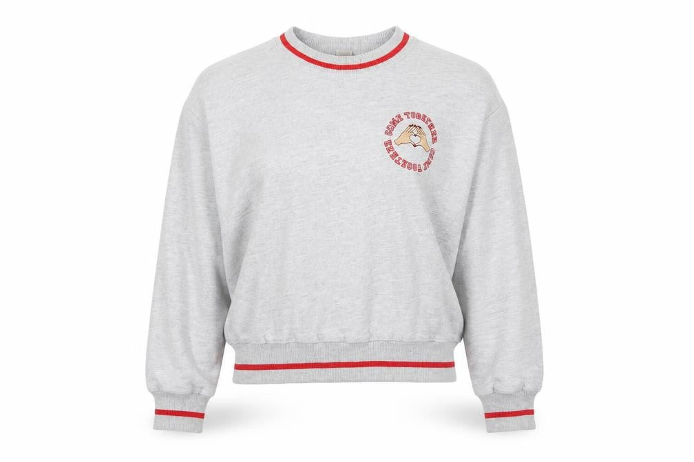 ASOS Women Grey Crop Sweatshirt UK 6 Crew Neck Graphic Print