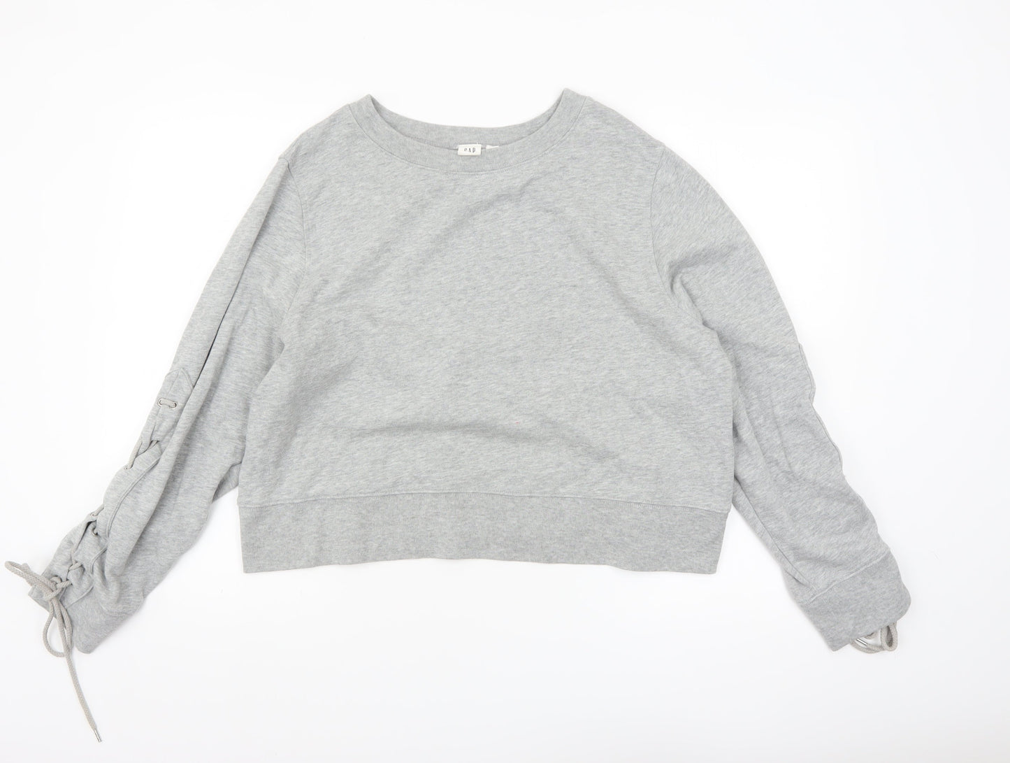 GAP Womens Grey Lace-Up Sleeve Pullover Sweatshirt Size L