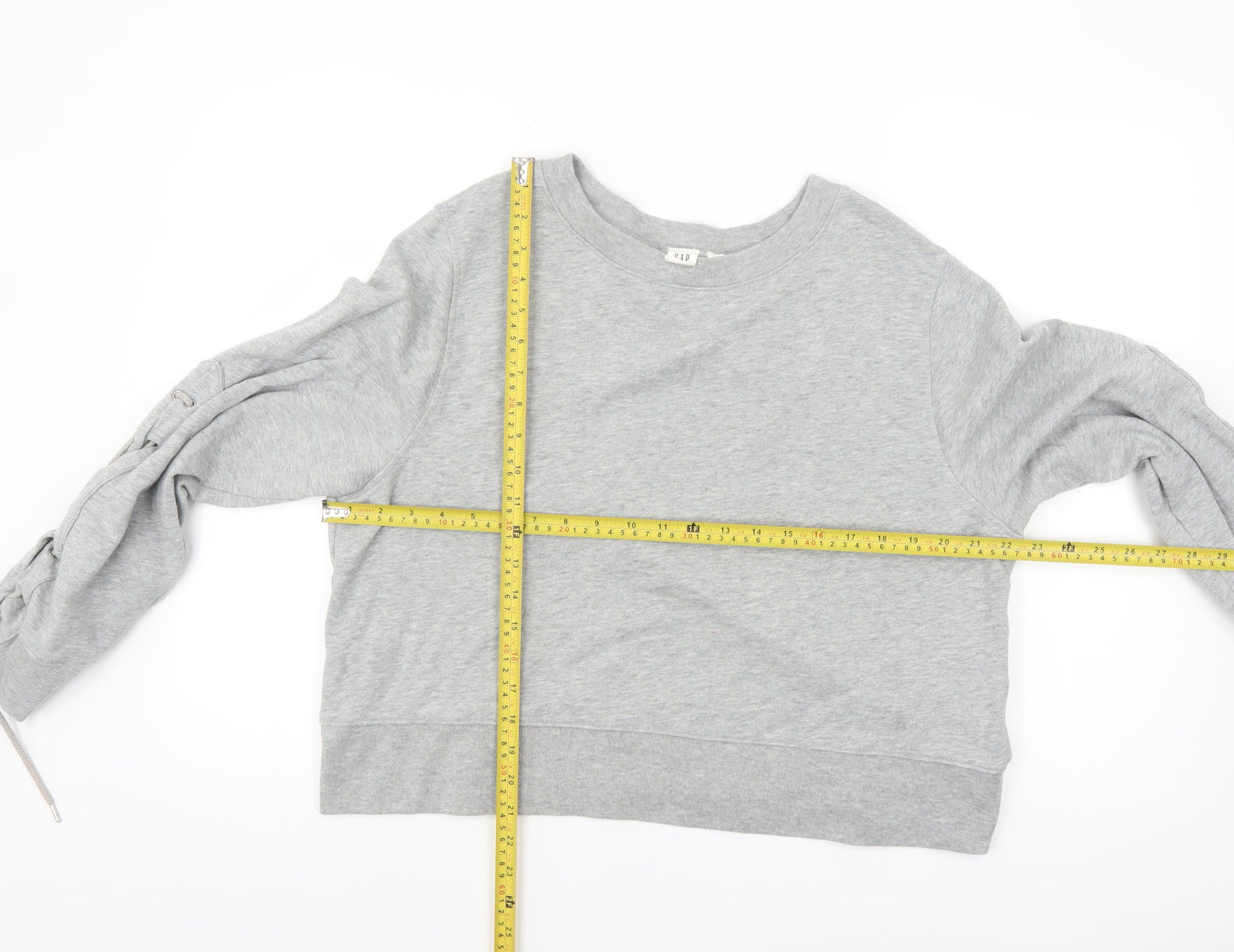 GAP Womens Grey Lace-Up Sleeve Pullover Sweatshirt Size L