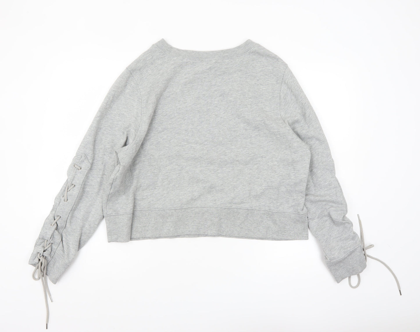 GAP Womens Grey Lace-Up Sleeve Pullover Sweatshirt Size L