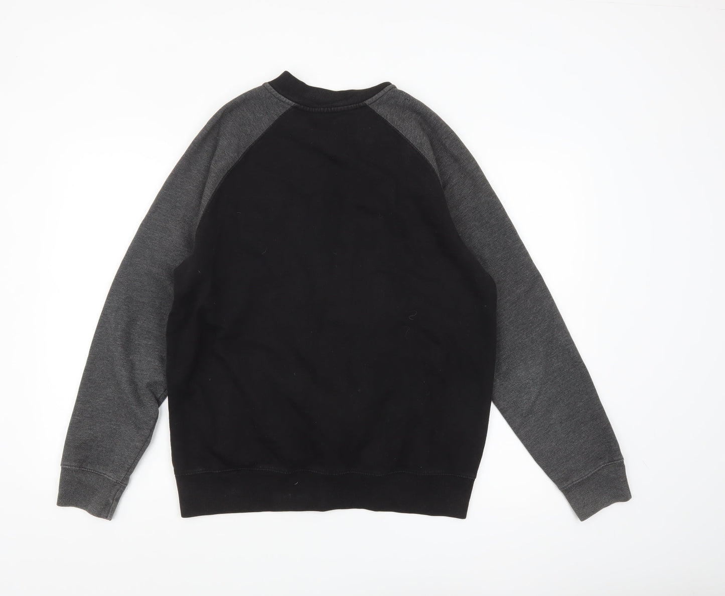 New Look Men Black Grey Bomber Jacket L Full Zip Cotton Blend
