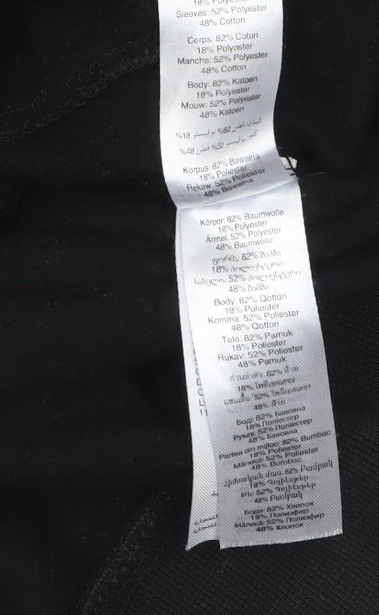 New Look Men Black Grey Bomber Jacket L Full Zip Cotton Blend