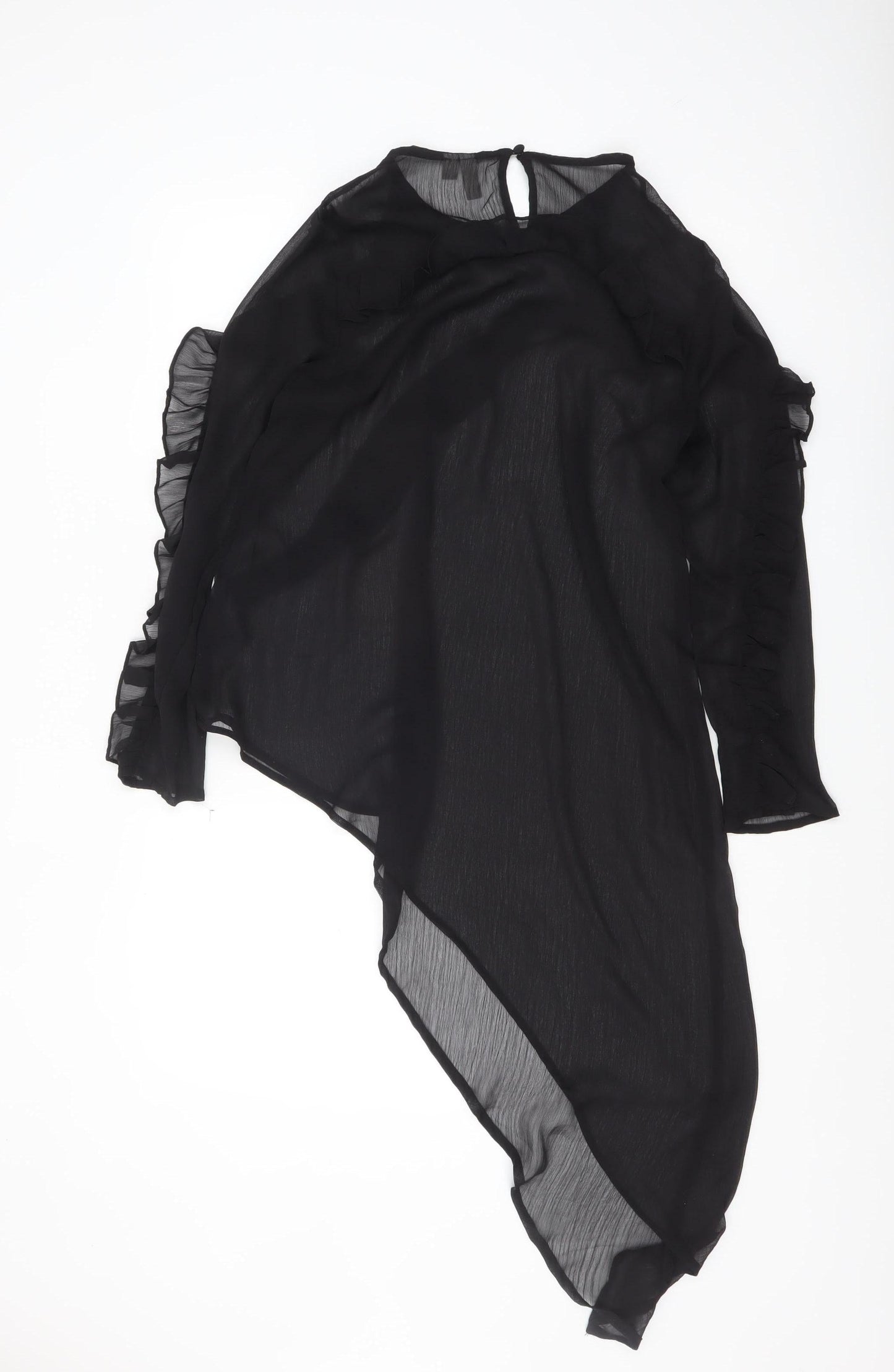 ASOS Women’s Black Ruffle Sheer Chiffon Wrap Blouse UK 12