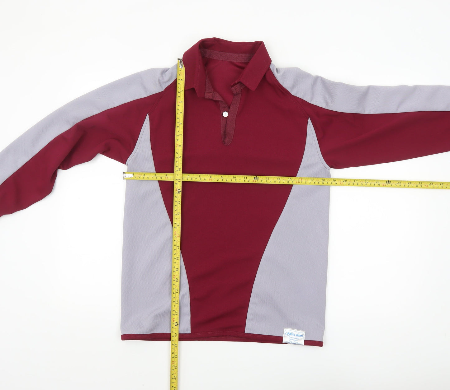 Halbro Men’s Red Grey Collared Henley Performance Sweatshirt Size S