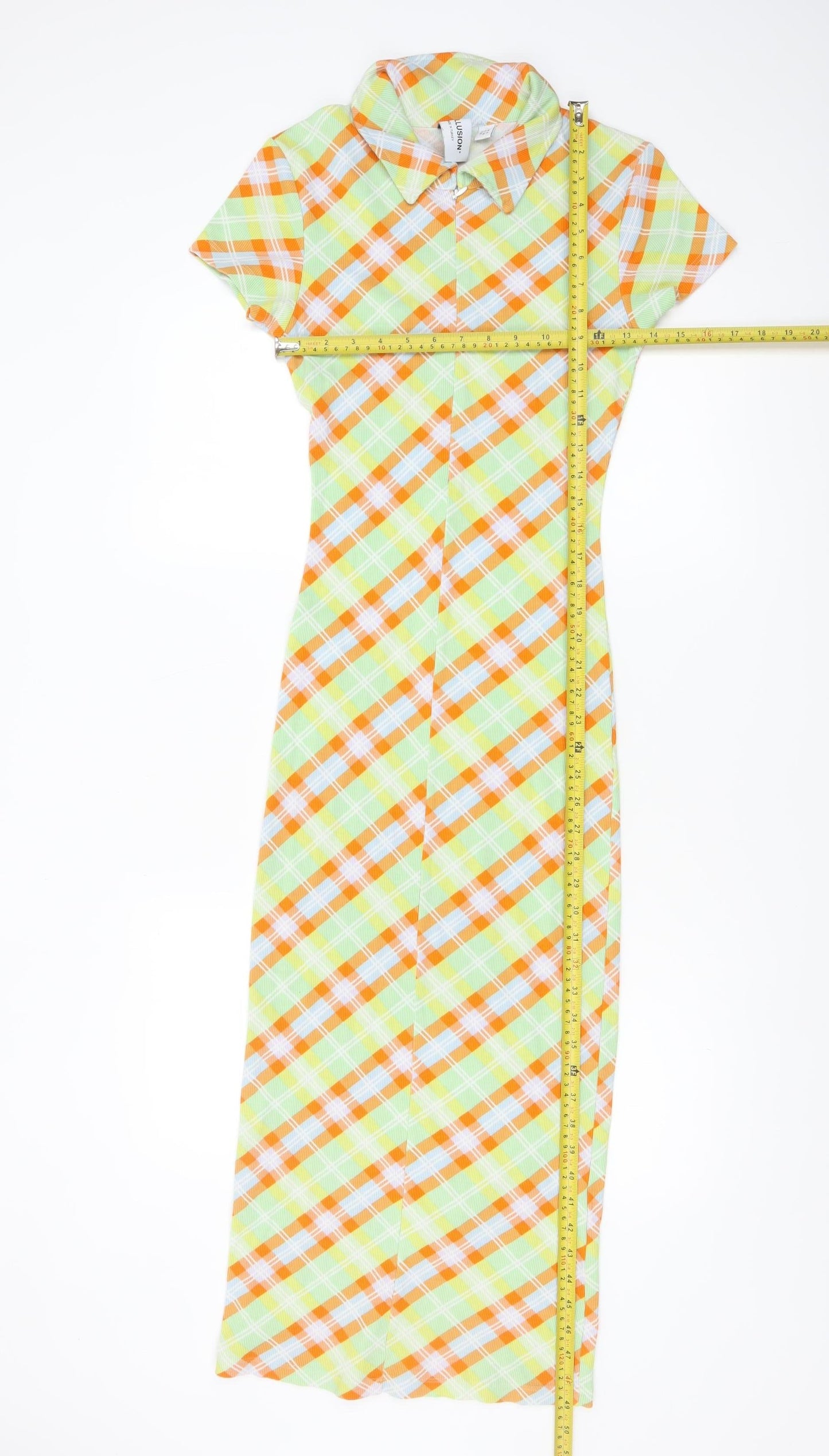 Collusion Women’s Multicoloured Check Midi Shirt Dress UK 10
