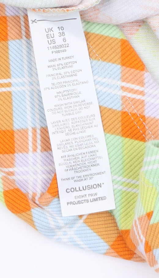 Collusion Women’s Multicoloured Check Midi Shirt Dress UK 10