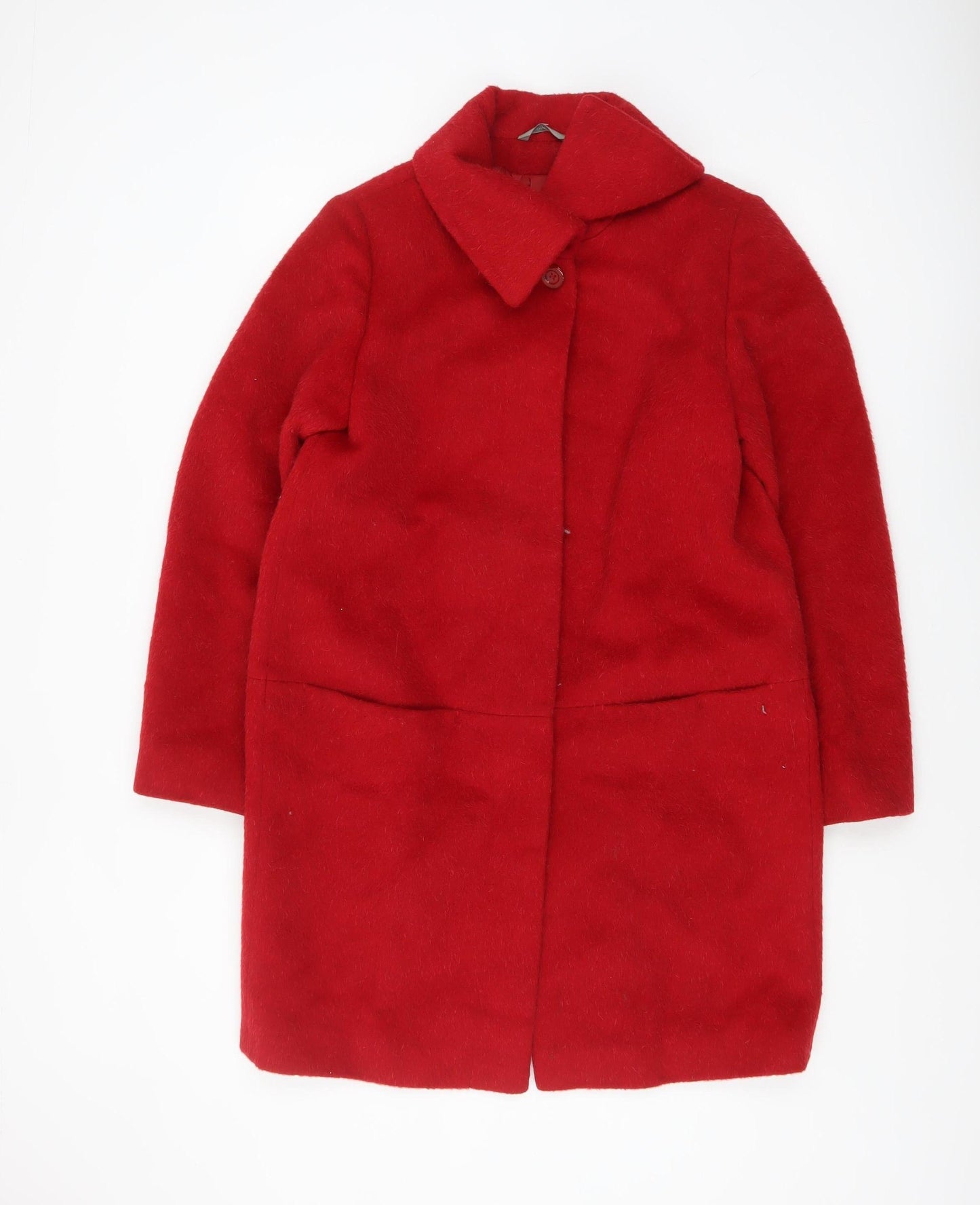 Marks and Spencer Women's Red Wool Alpaca Blend Mid-Length Coat UK 12