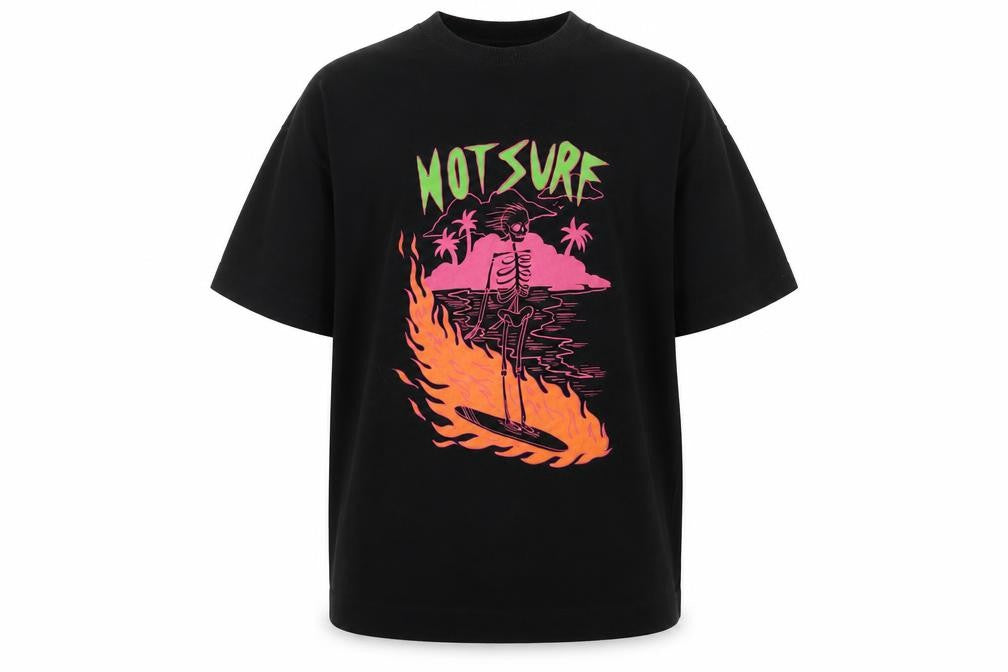 Collusion Men's Black Graphic Skull Surf Relaxed Fit T-Shirt XS