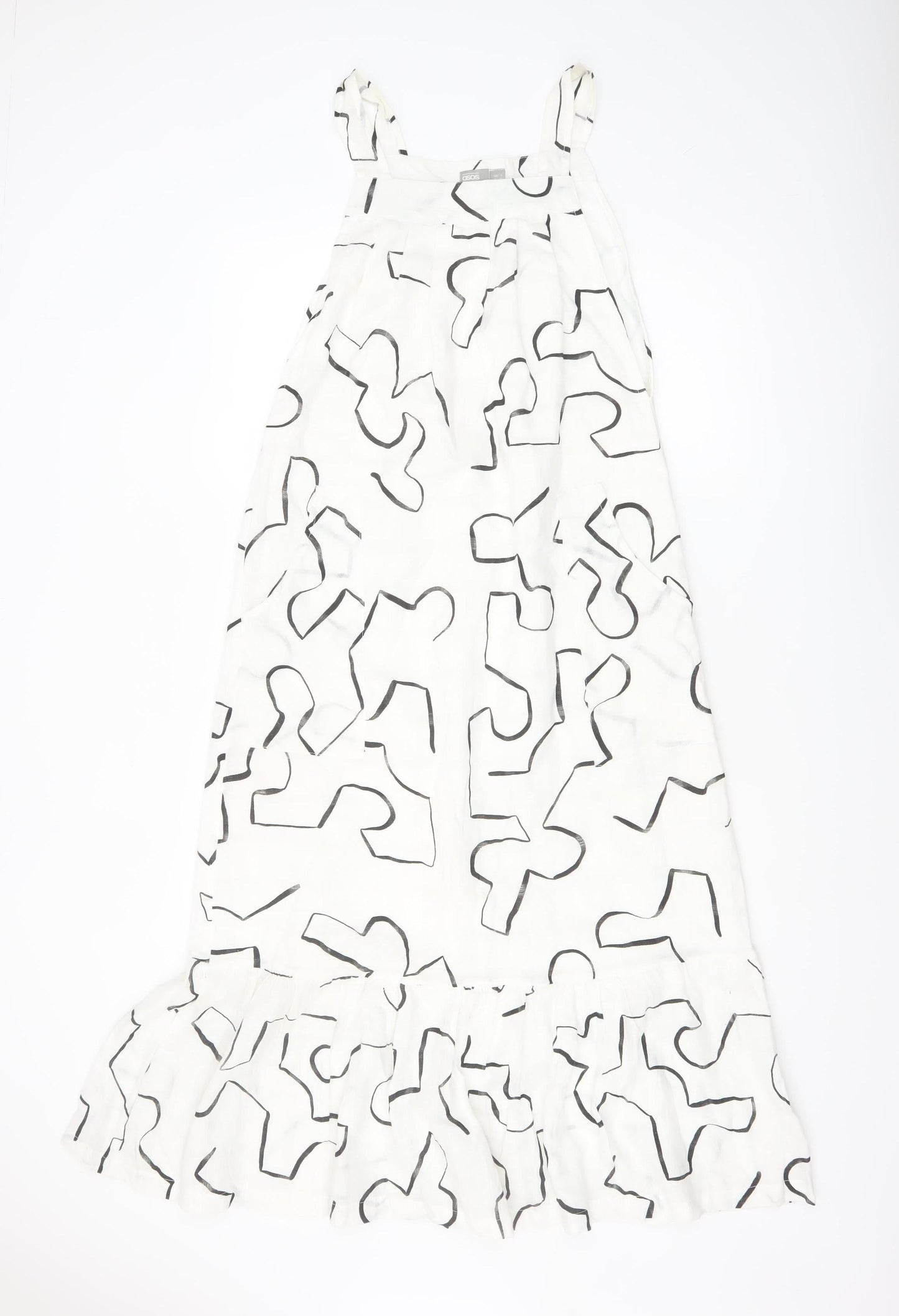 ASOS Women’s White Geometric Midi Slip Dress Size 6