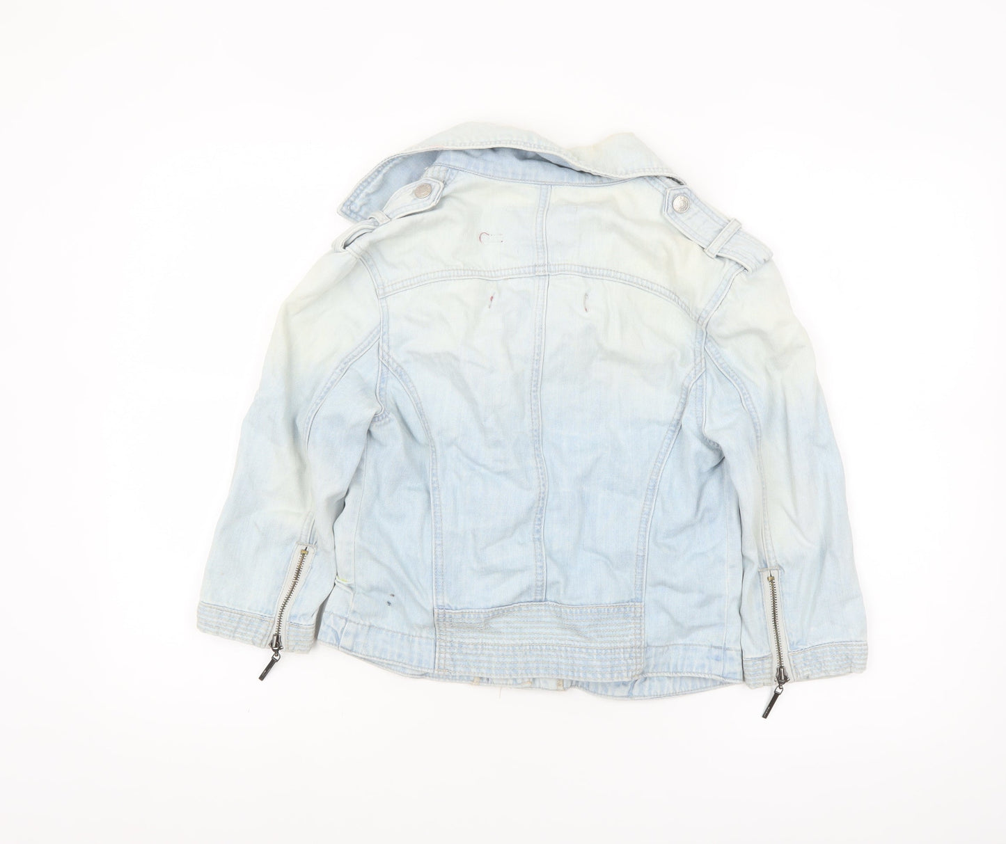 River Island Womens Blue Denim Biker Jacket Size 8