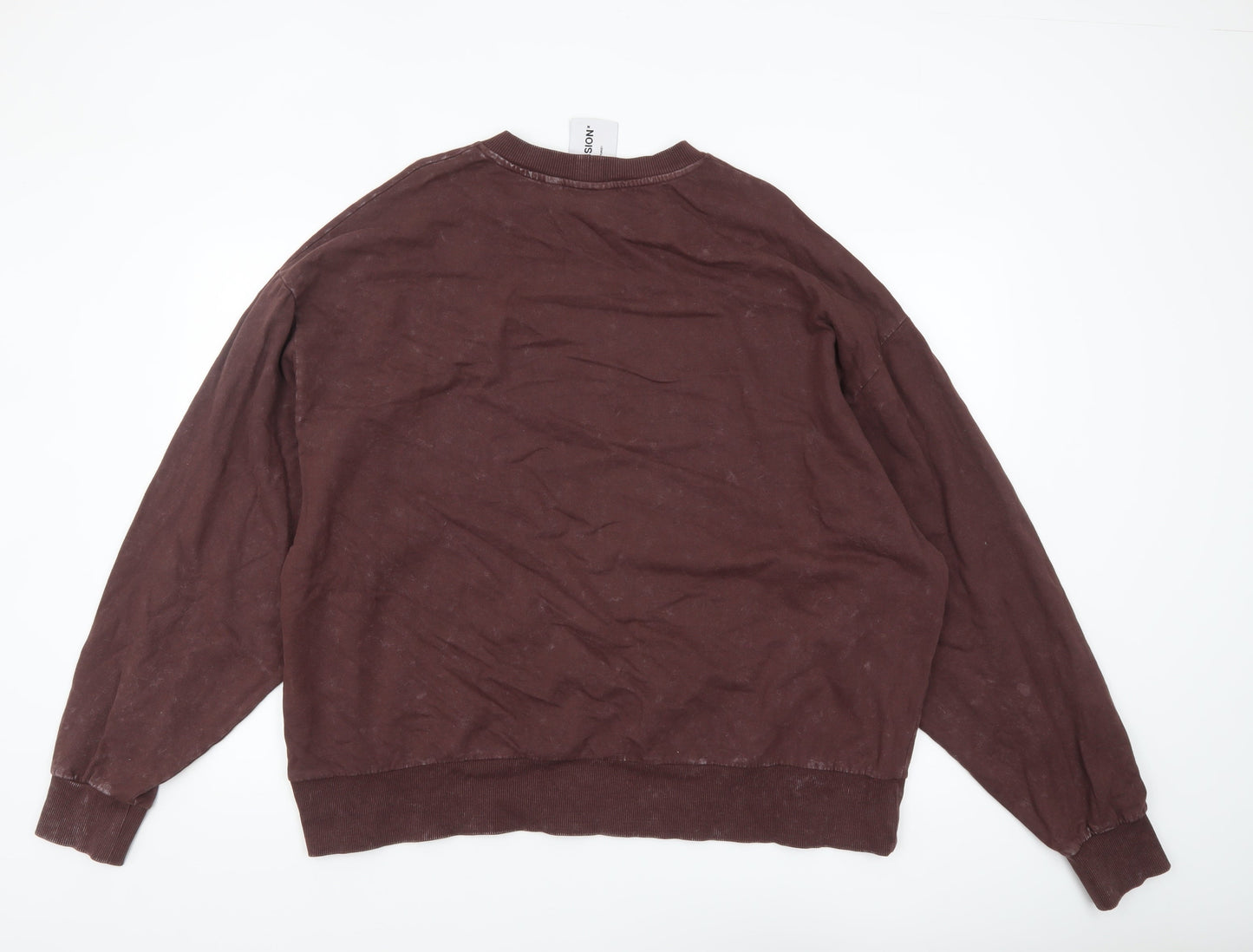 Collusion Men's Brown Cotton Crew Neck Sweatshirt L Graphic Print