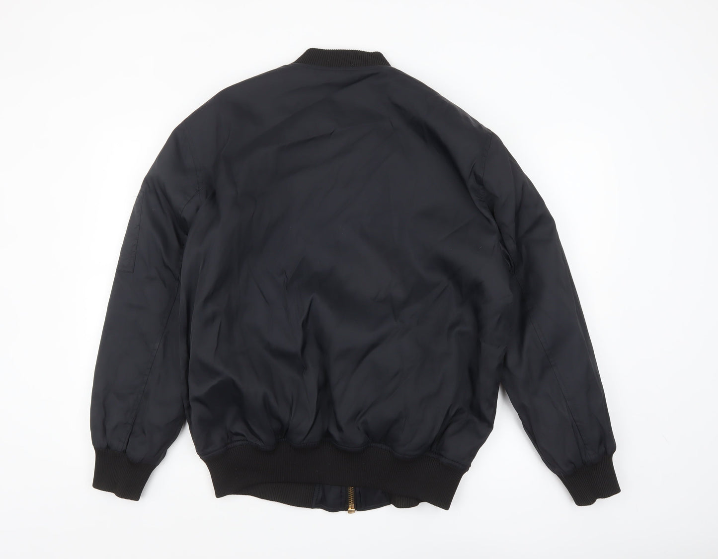 ASOS Men’s Black Bomber Jacket Size 36 Regular Zip Pockets Lined
