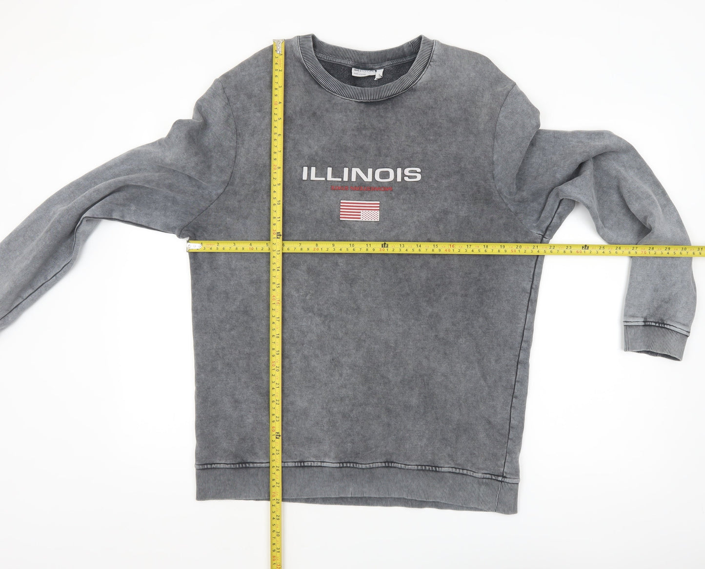 ASOS DESIGN Men's Grey Illinois USA Logo Crew Neck Sweatshirt M