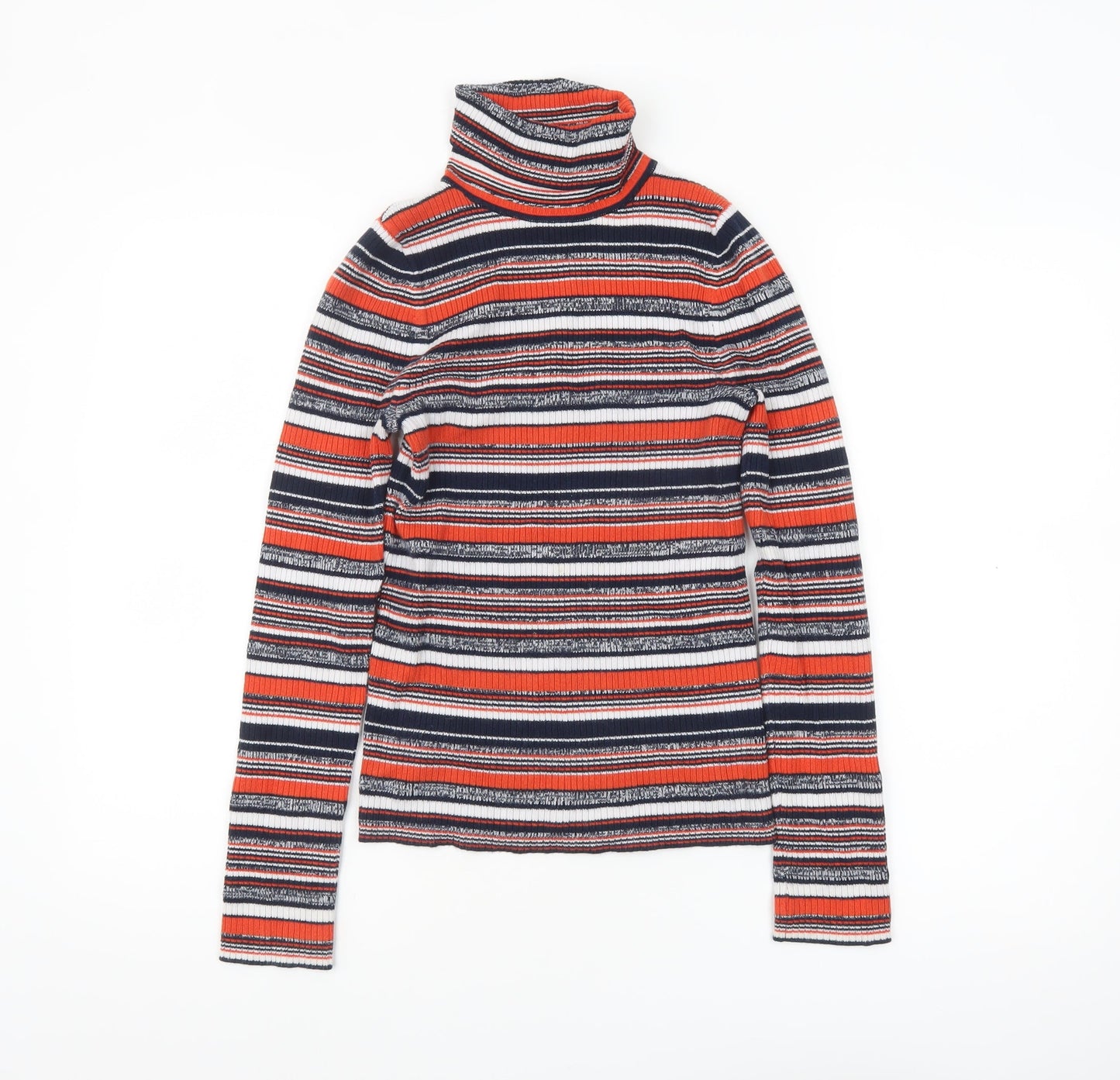 ASOS Women's Multicoloured Roll Neck Striped Jumper Size 4