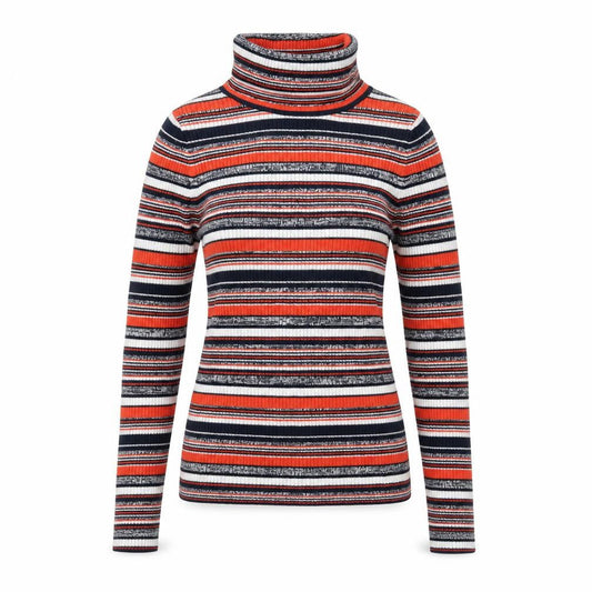 Front view of ASOS Women's Multicoloured Roll Neck Striped Jumper, size 4