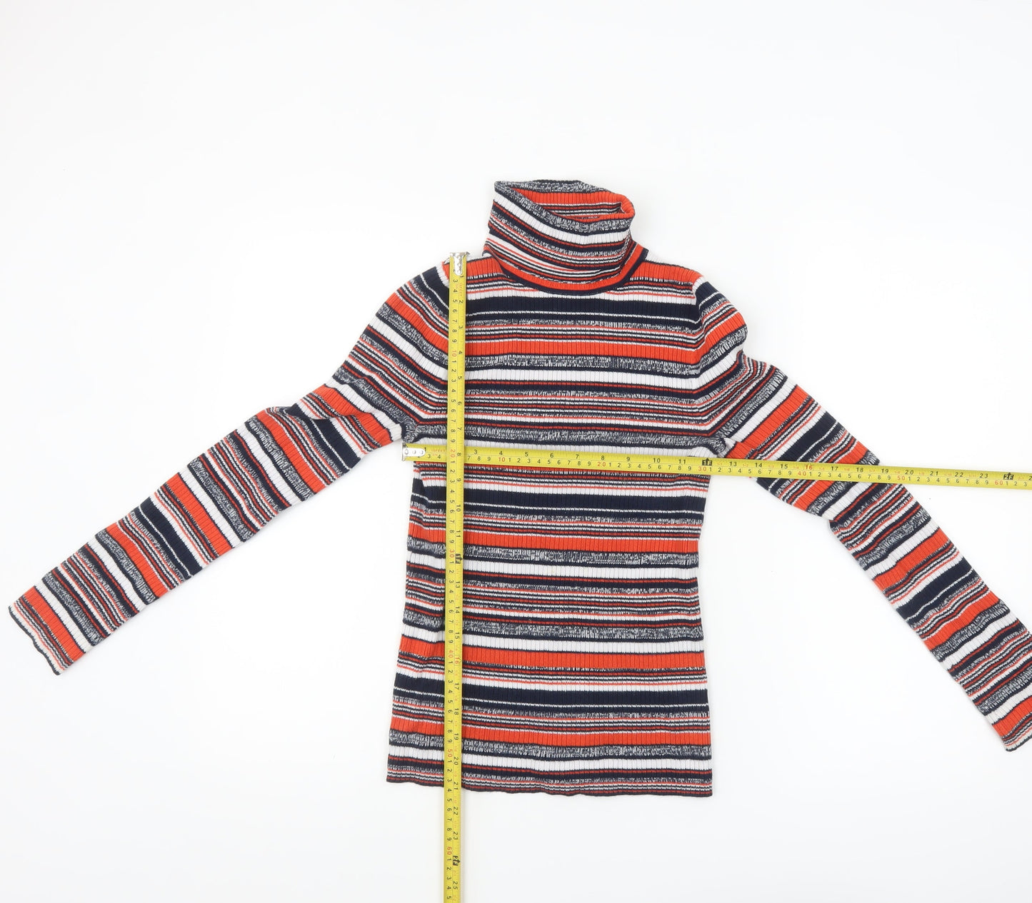 ASOS Women's Multicoloured Roll Neck Striped Jumper Size 4