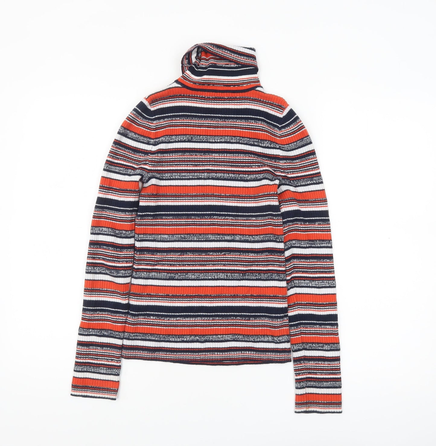 ASOS Women's Multicoloured Roll Neck Striped Jumper Size 4