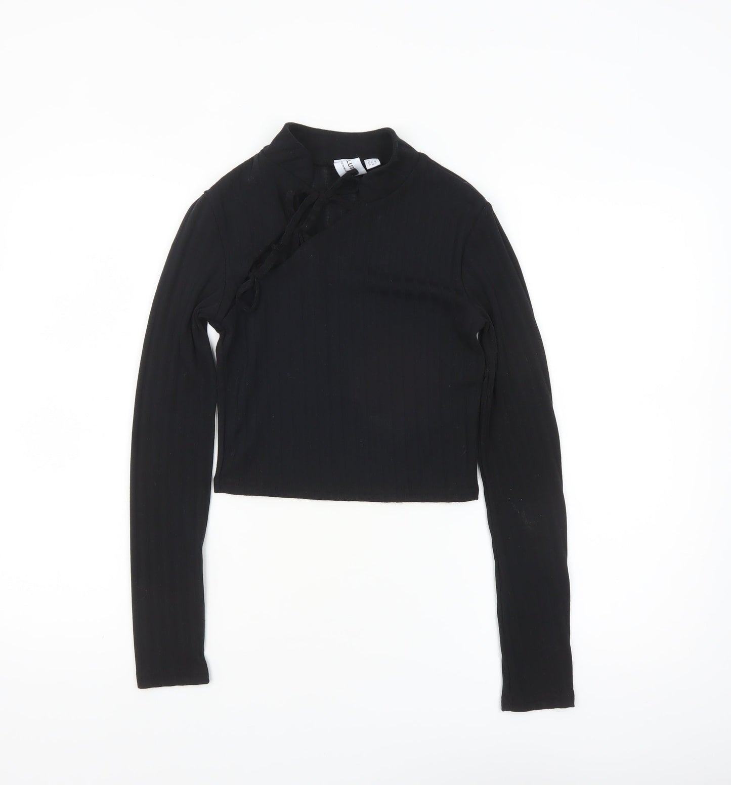 ASOS DESIGN Women’s Black Cropped High Neck Long Sleeve Top Size 8