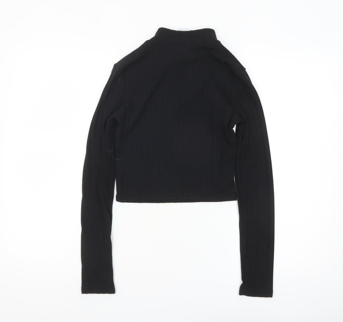ASOS DESIGN Women’s Black Cropped High Neck Long Sleeve Top Size 8