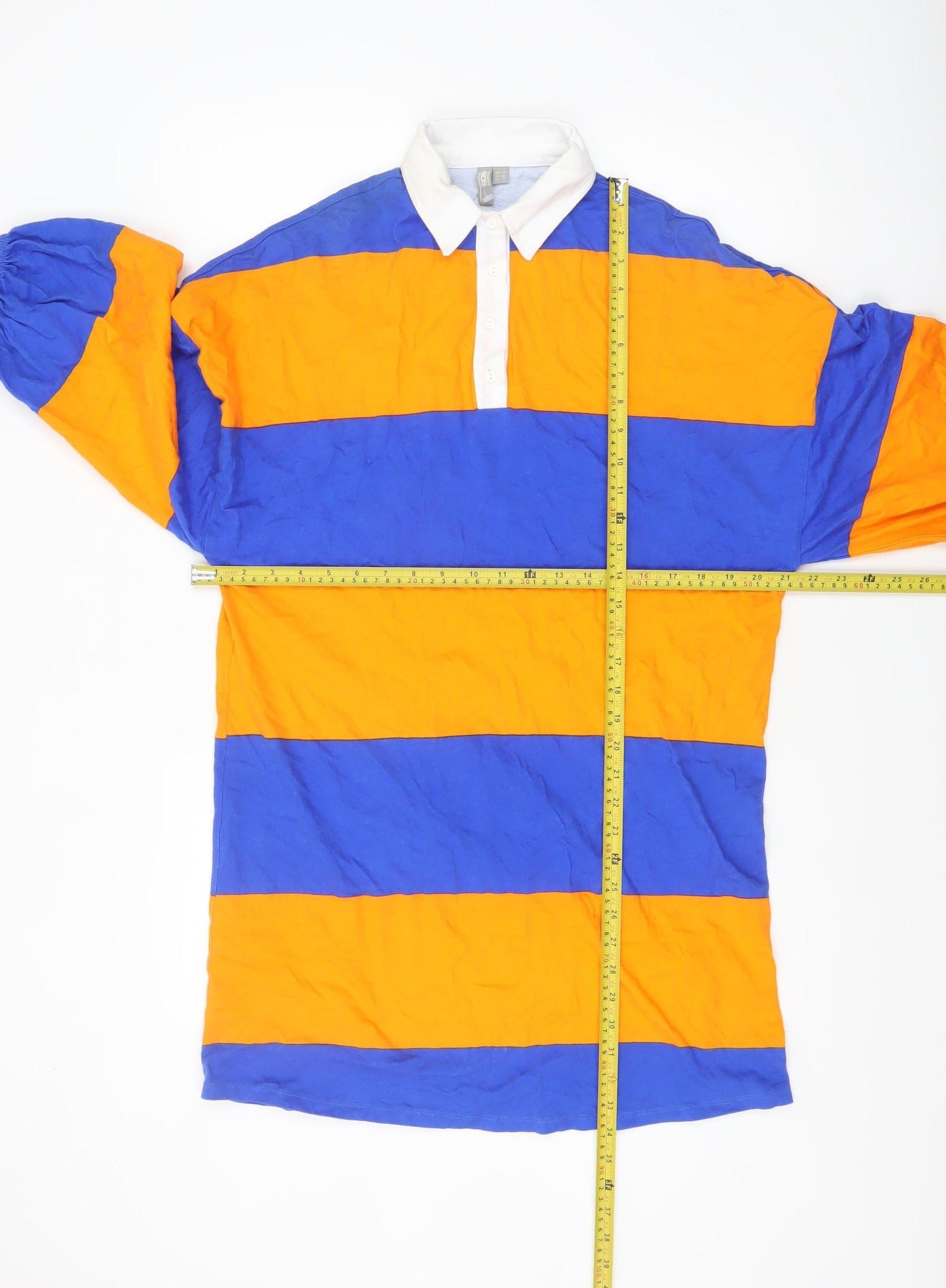 ASOS Women's Blue Orange Collared Striped Shirt Dress Size 8