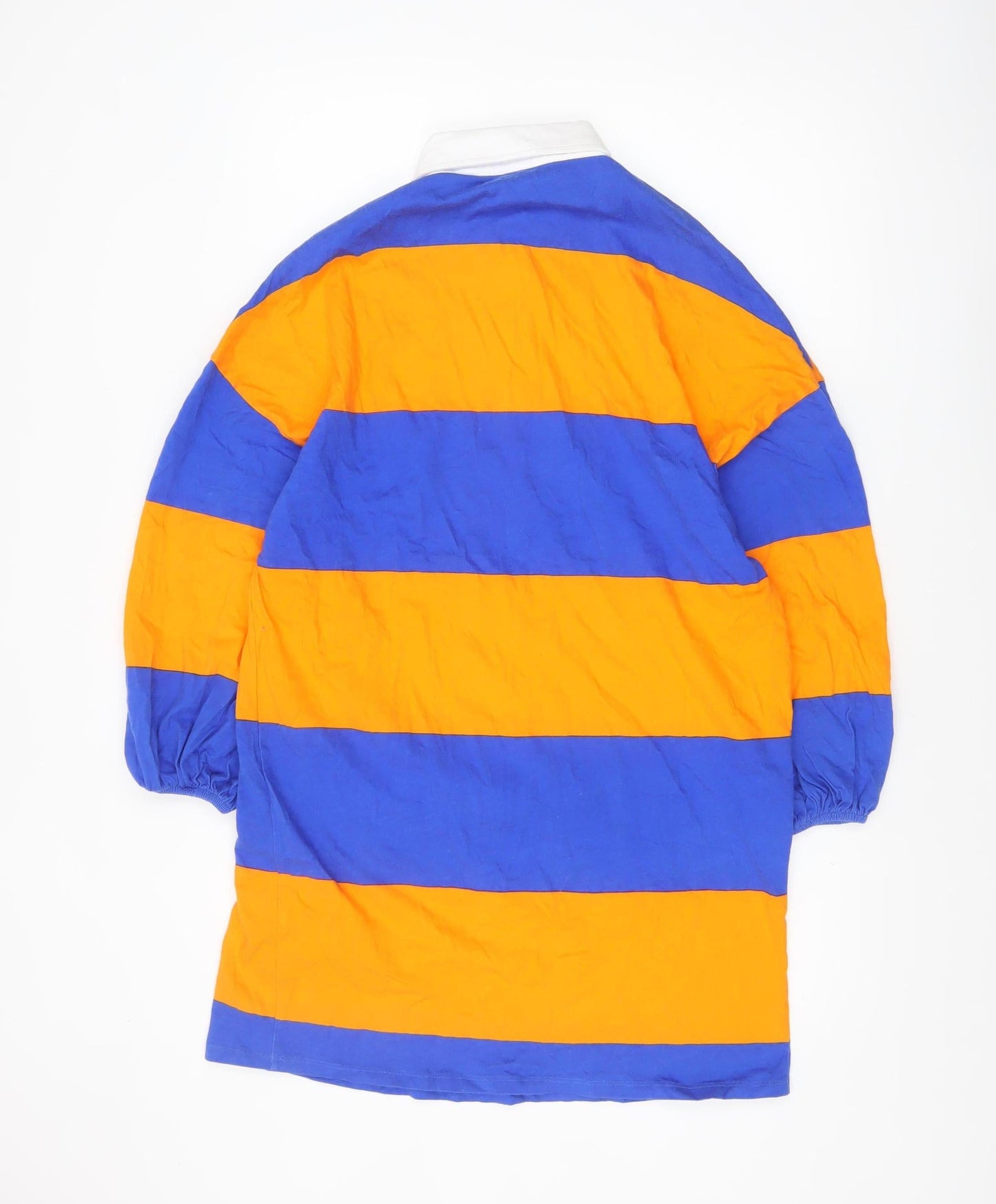 ASOS Women's Blue Orange Collared Striped Shirt Dress Size 8