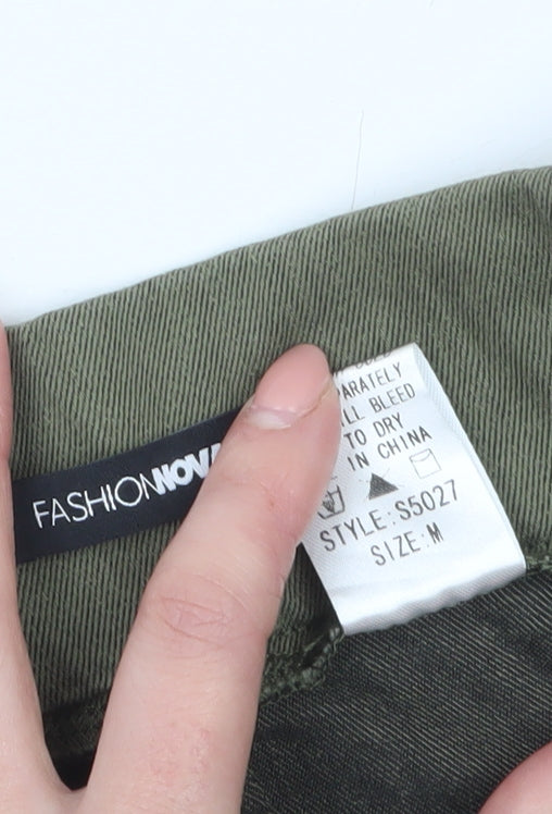 Fashion Nova Womens Green Cargo Short Skirt M Utility Style