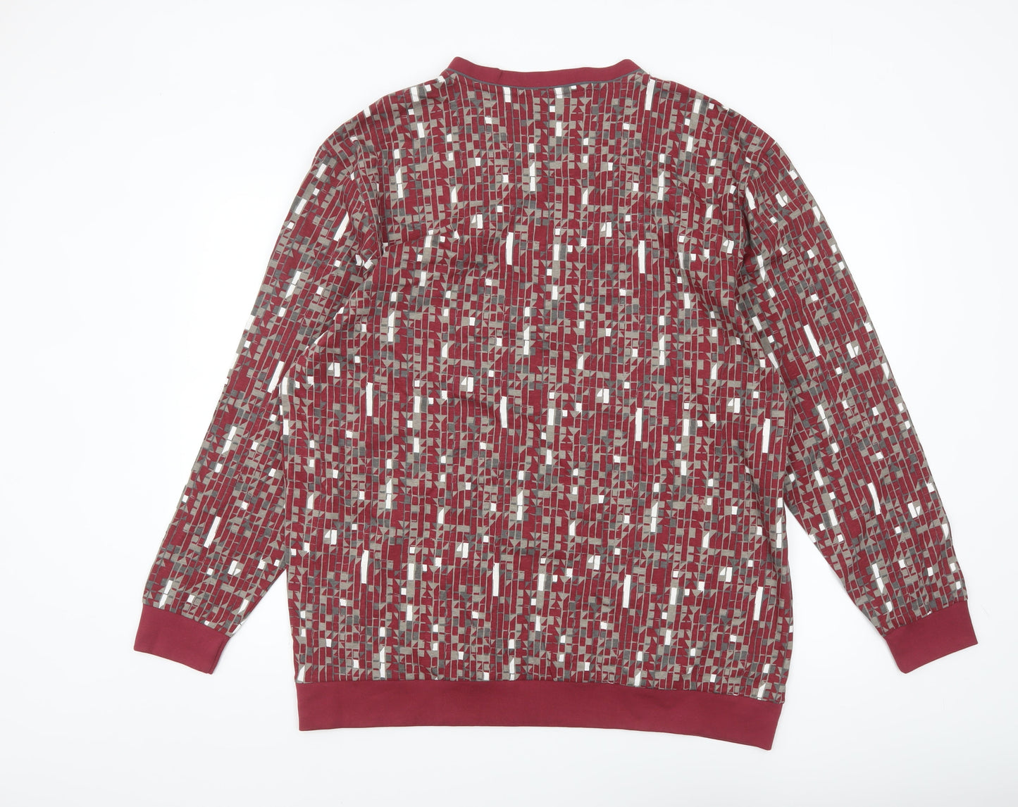 Wäschepur Men’s Red Geometric Cotton Long Sleeve Top 3XL Regular