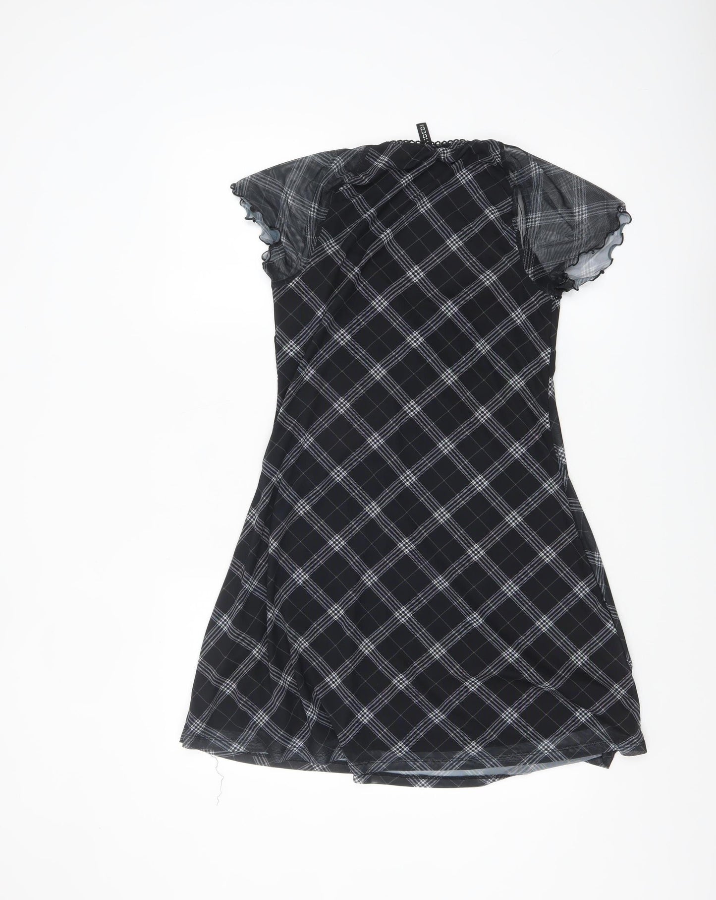 H&M Divided Women’s Black Check A-Line Short Dress Size 12