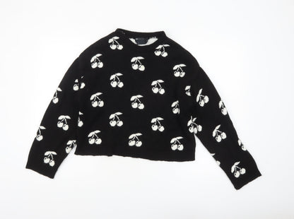 Additional front view of ASOS Women’s Black Cherry Print Knit jumper XS