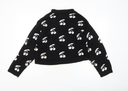 Close-up detail of ASOS Women’s Black Cherry Print Knit jumper XS