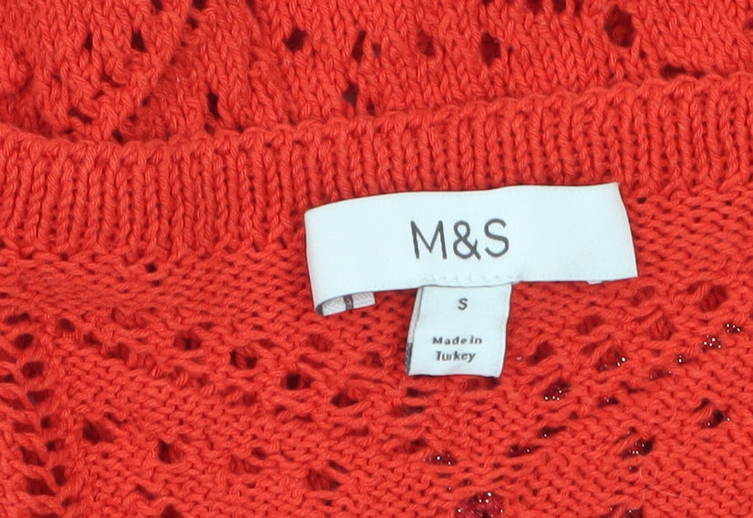 Marks and Spencer Women’s Red Open Knit Tasselled Sleeveless Vest S