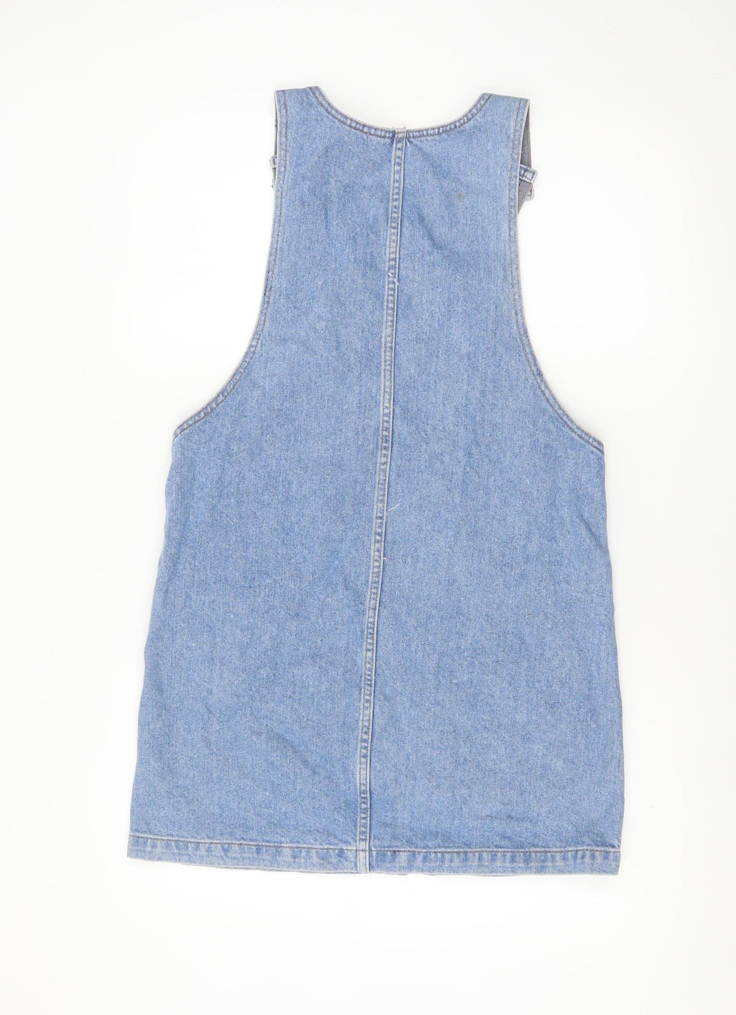 Topshop Women’s Blue Denim Pinafore Dress Size 8 Casual Sleeveless
