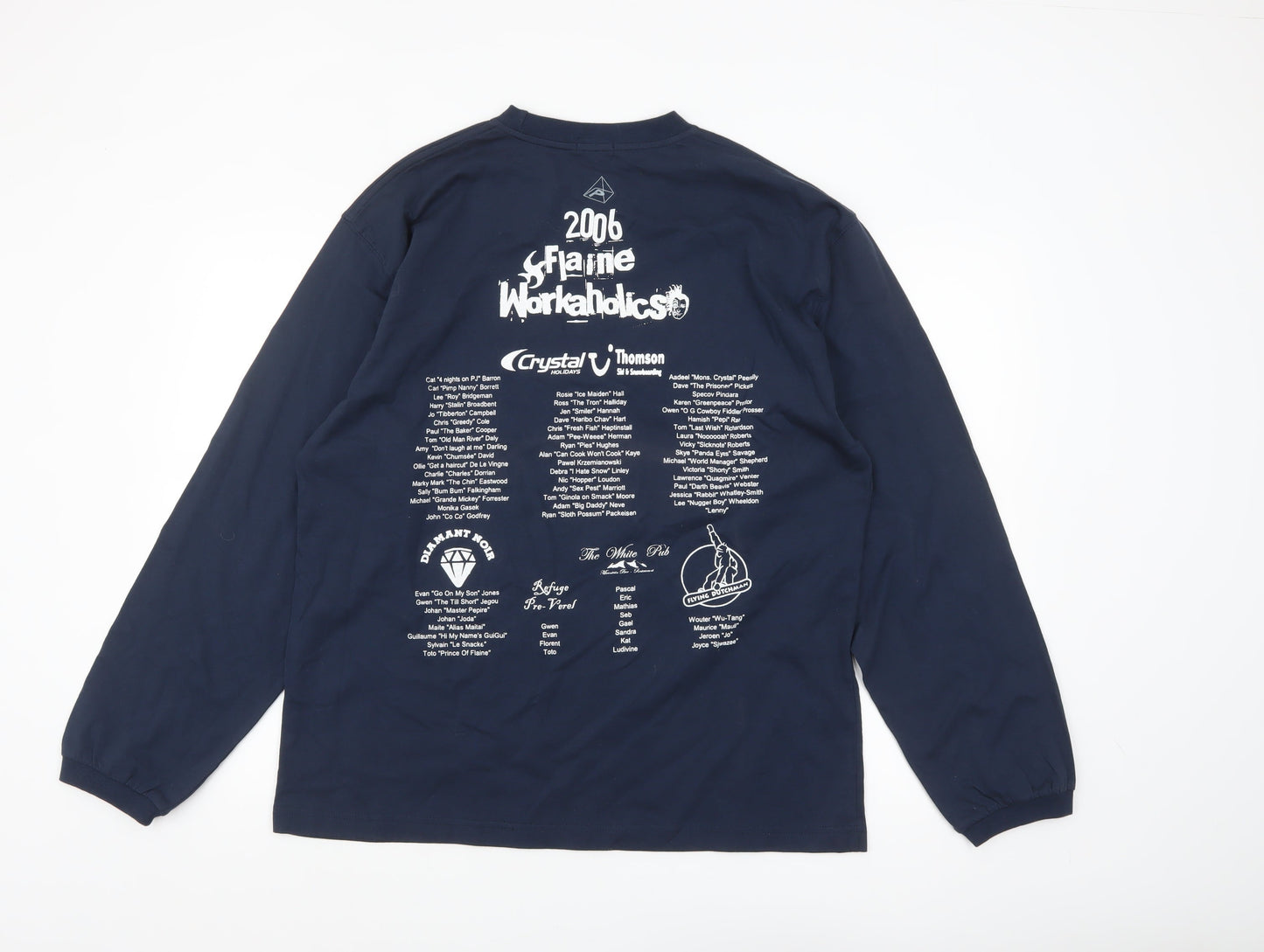Pyramid Mens Blue Long Sleeve 2006 Graphic Cotton Top L