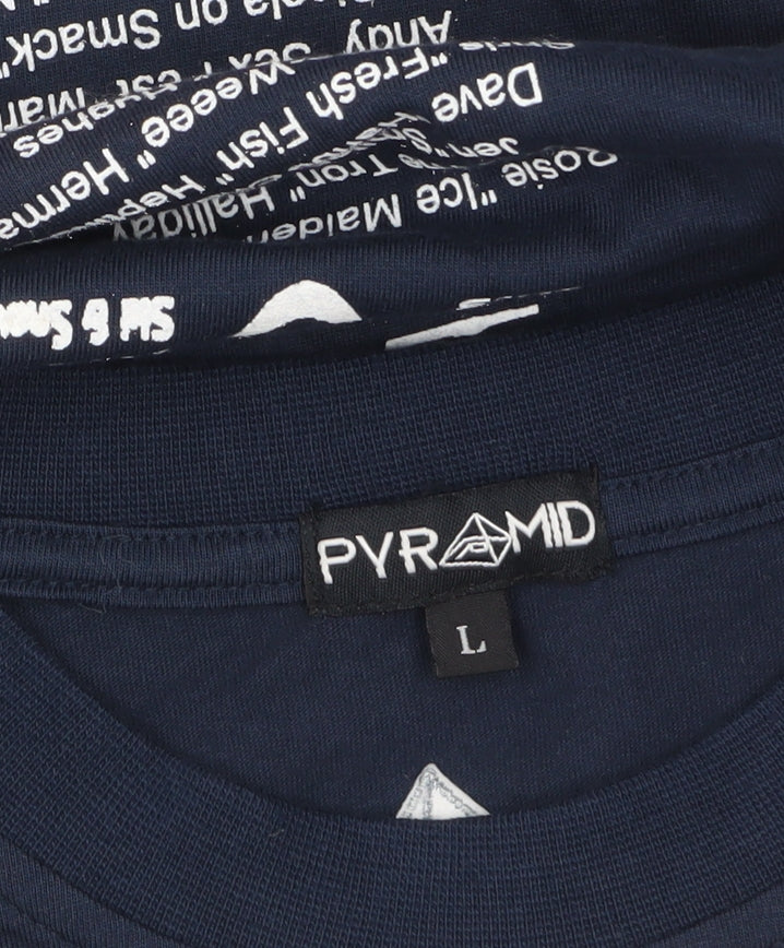 Pyramid Mens Blue Long Sleeve 2006 Graphic Cotton Top L