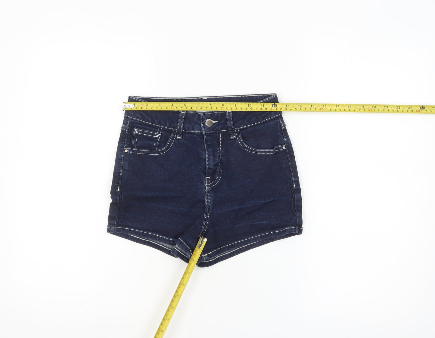 River Island Women Blue Denim High Rise Hot Pants Size 8