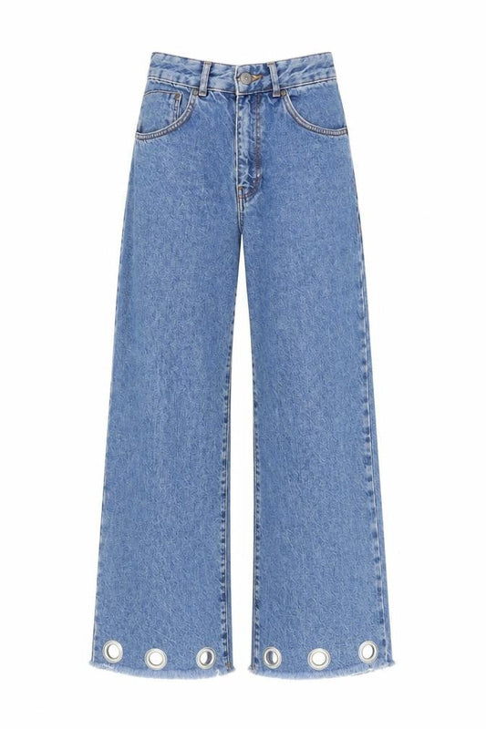 The Ragged Priest Women’s Blue Wide-Leg High-Rise Jeans Size 28