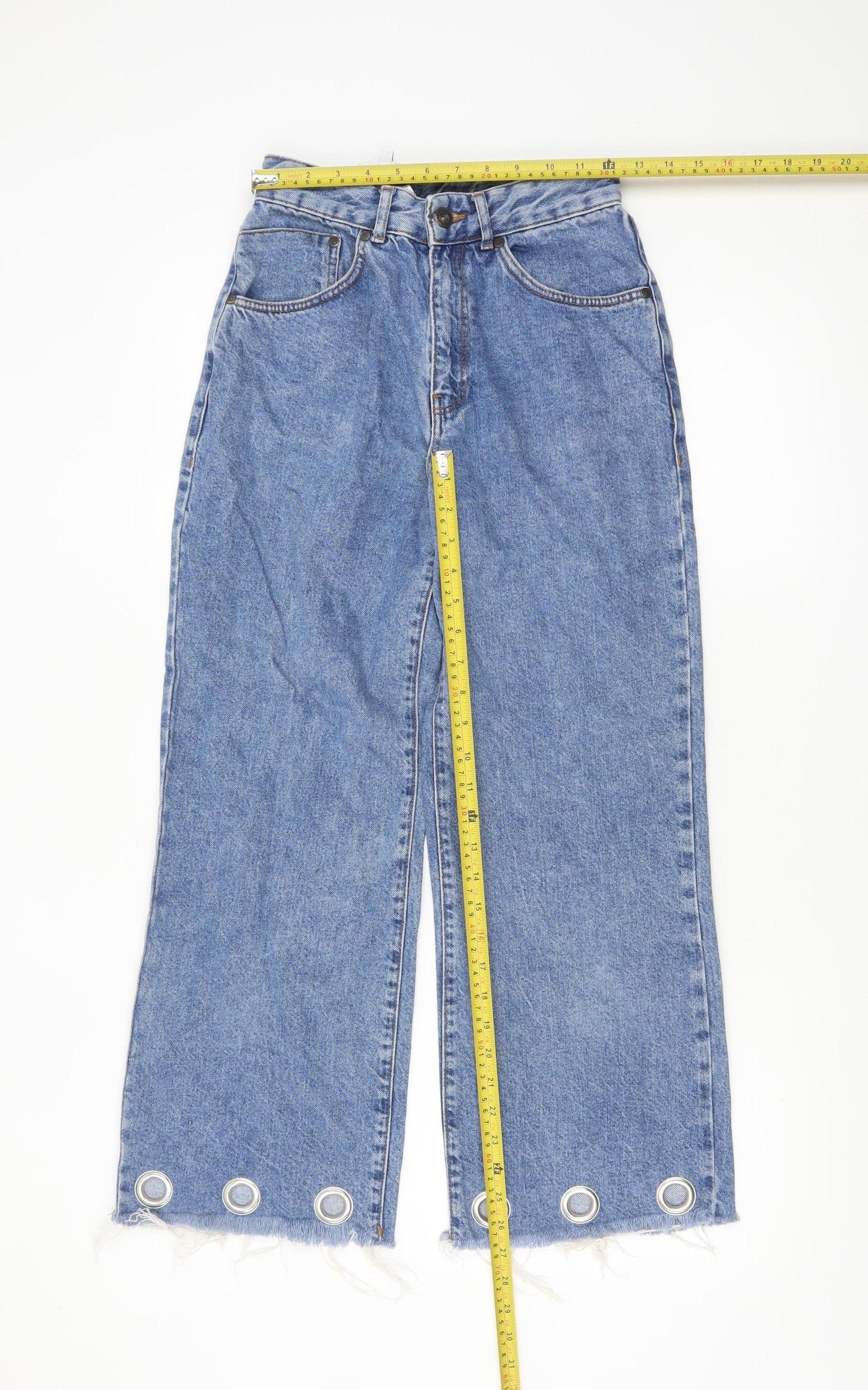 The Ragged Priest Women’s Blue Wide-Leg High-Rise Jeans Size 28