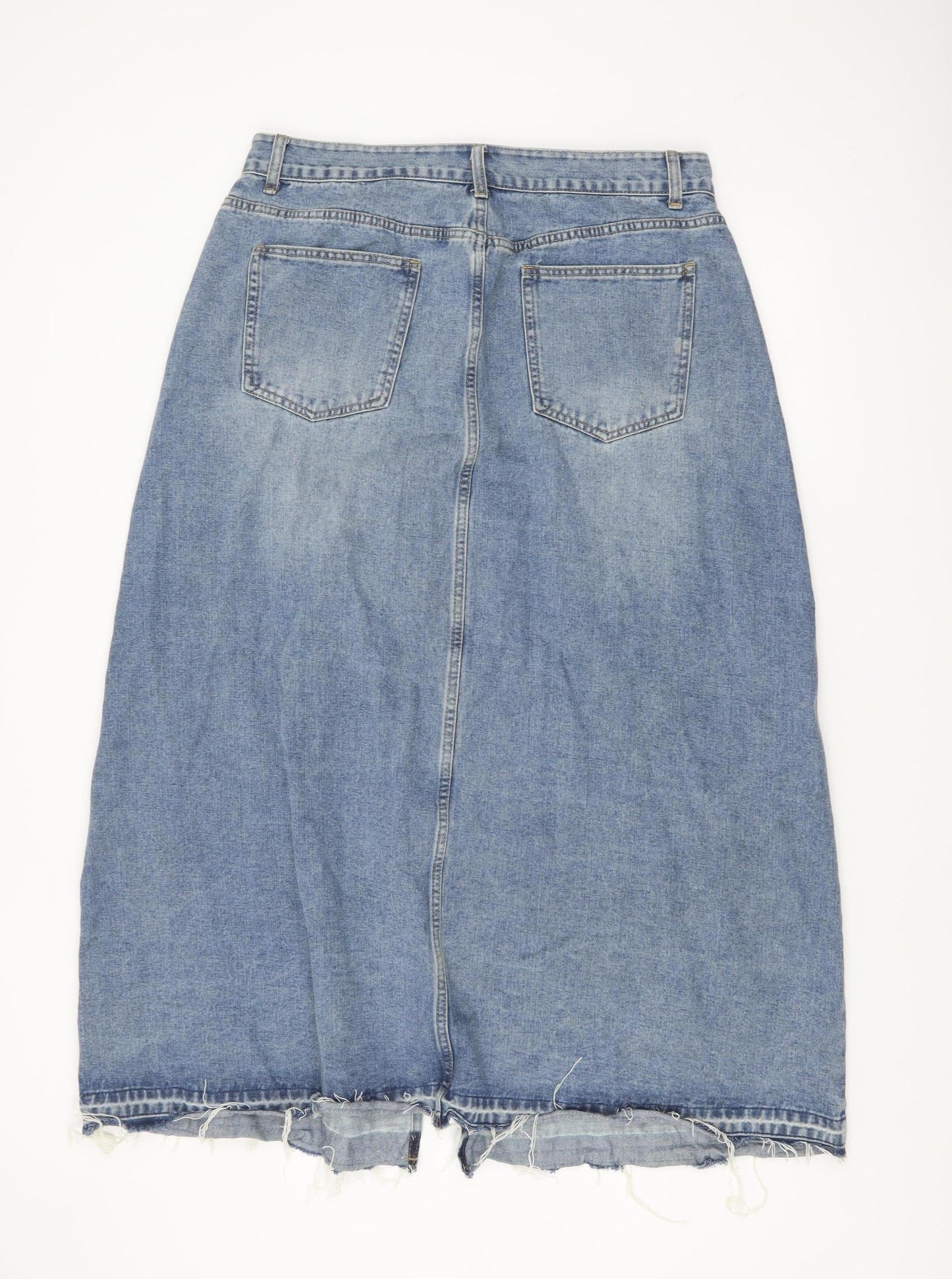 Cider Women Blue Denim Midi Skirt High Rise Straight Style XL