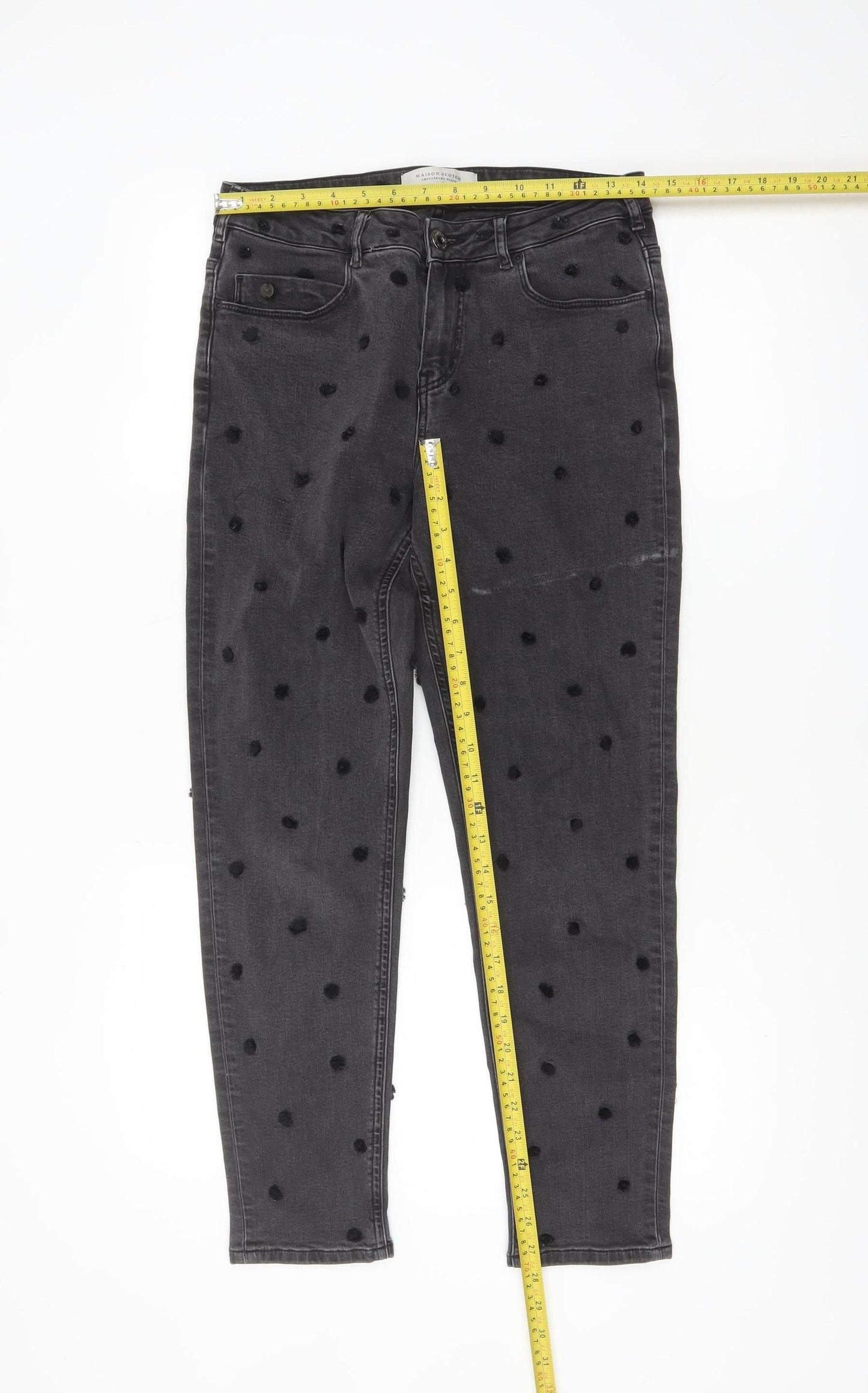 Maison Scotch Women's Grey Polka Dot Skinny Jeans Size 26