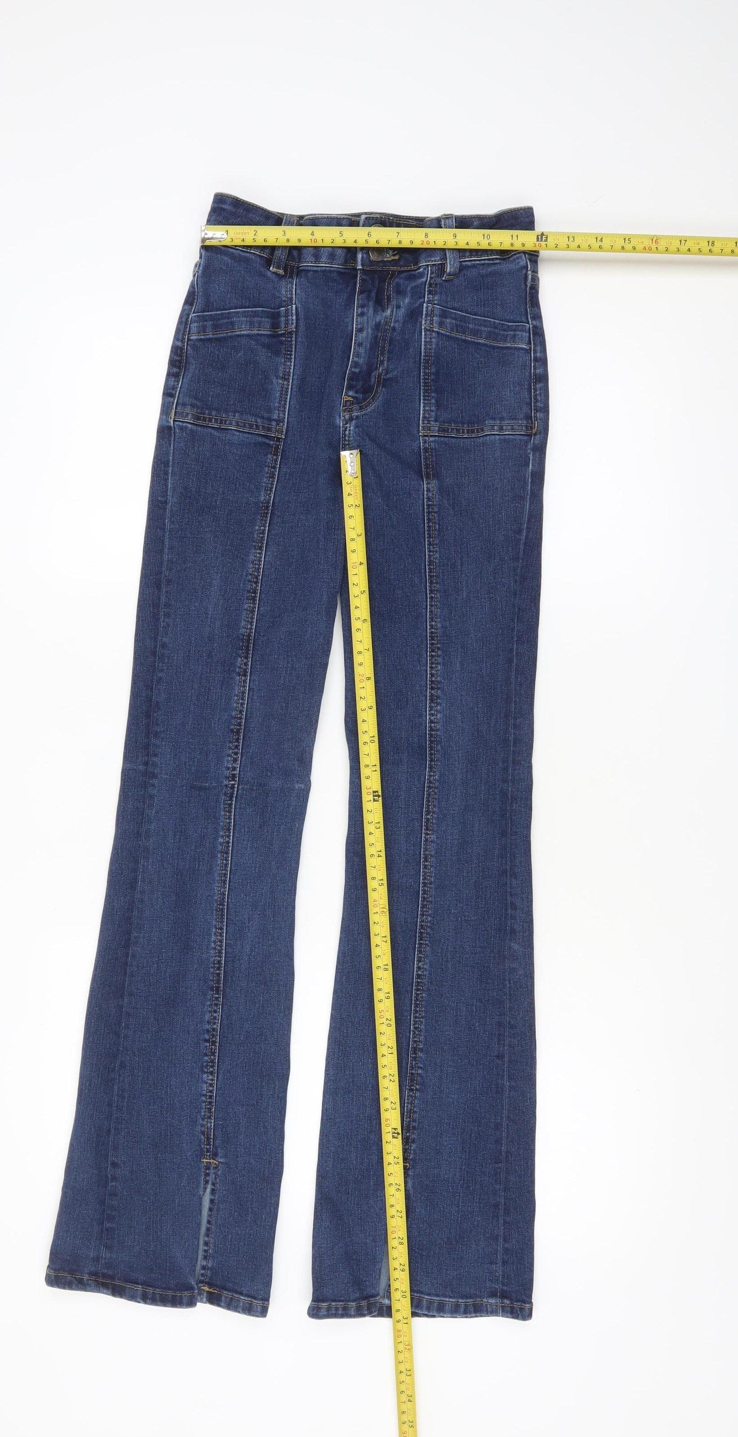 Motel Denim Womens Blue Flared Jeans XXS Stretch Cotton Blend