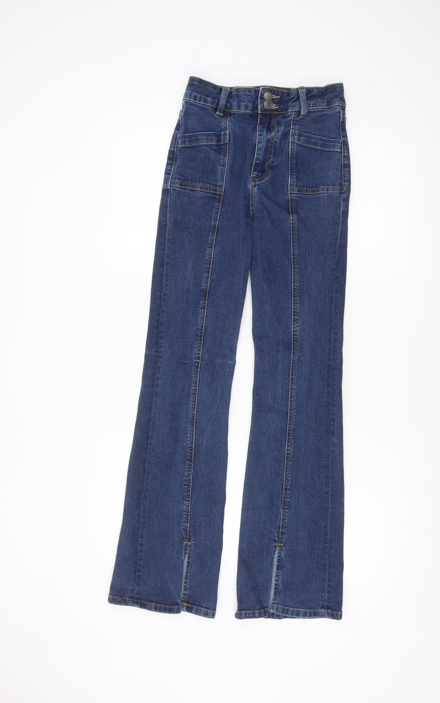 Motel Denim Womens Blue Flared Jeans XXS Stretch Cotton Blend