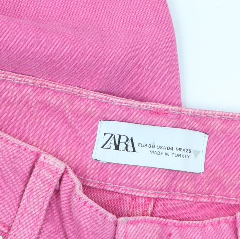 Zara Women’s Pink Wide-Leg High Rise Jeans Size 8 Cotton Blend